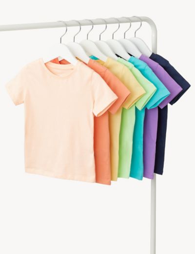 7pk Pure Cotton Plain T-Shirts (2-8 Yrs)